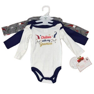 **NWT Baby Kiss 3-Pack Christmas "Chillen with my Gnomies" Bodysuits -